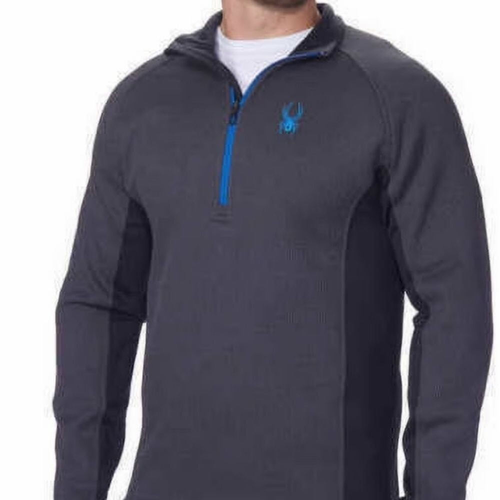 Spyder Men's Gray/Black Outbound Stryke Half-Zip Sweater Jacket w/ Blue Accents